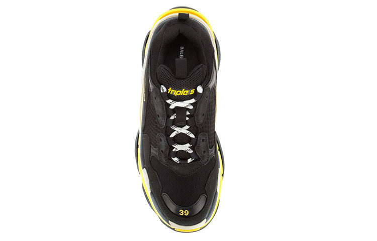 (WMNS) BALENCIAGA Triple S Daddy Shoes Black/Yellow 531388W090G1087 #